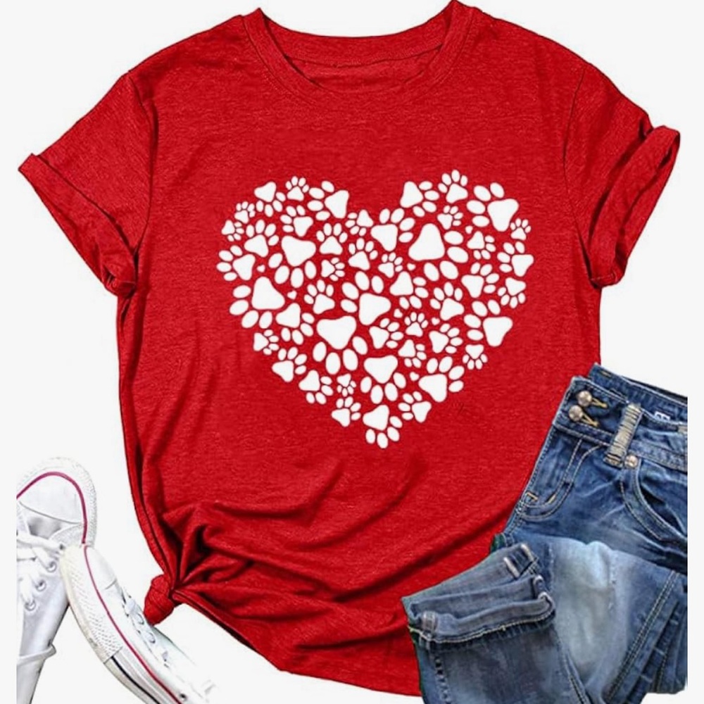 ❤️❤️ - Valentine’s Day graphic print top womens short sleeve